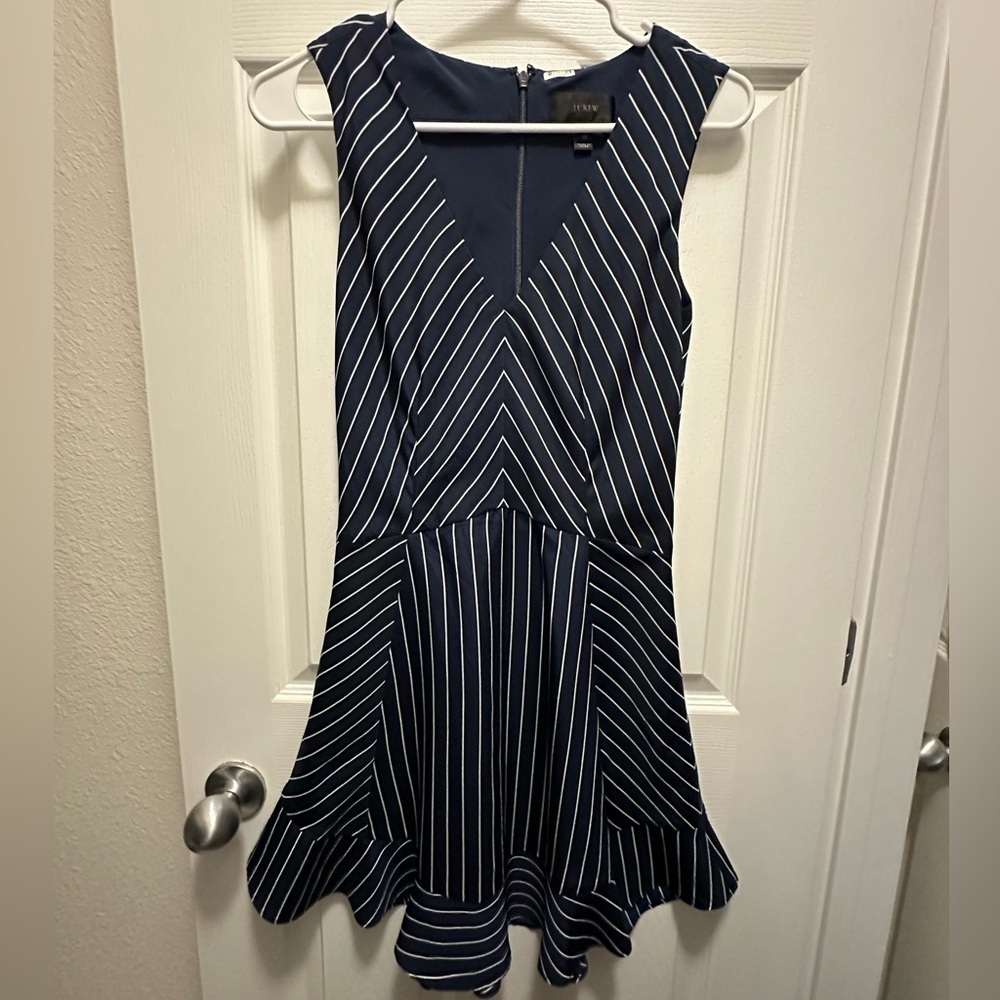 JCREW Striped Flounce Ruffle Fit & Flare Dress